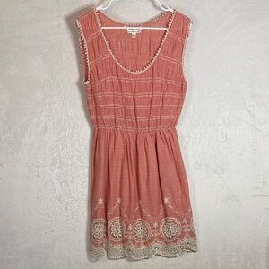 Max Studio MSSP Coral Smocked Crochet Lace Cotton Dress XL